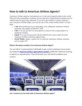 Tickets Book American Airlines agent phone number
