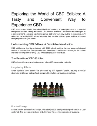 Exploring the World of CBD Edibles_ A Tasty and Convenient Way to Experience CBD