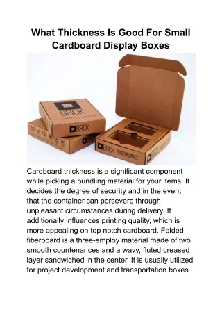 what thickness is good for small cardboard