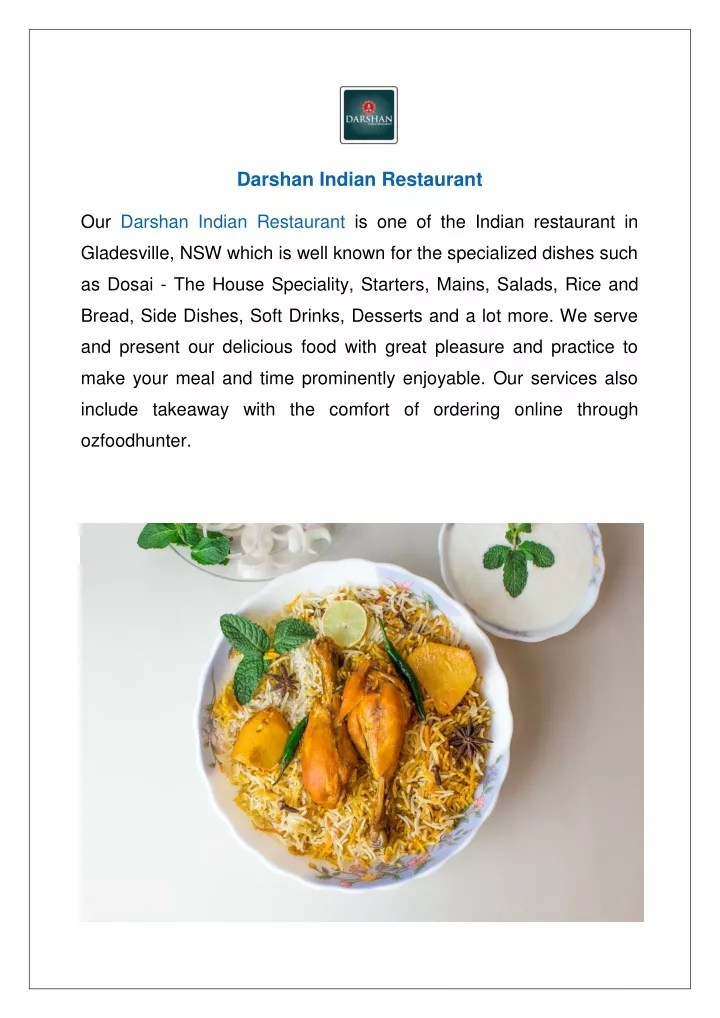 our darshan indian restaurant