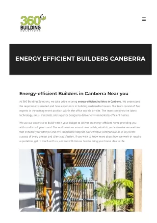 Energy Efficient Builders Canberra