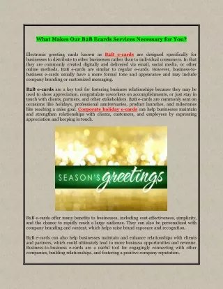 what makes our b2b ecards services necessary