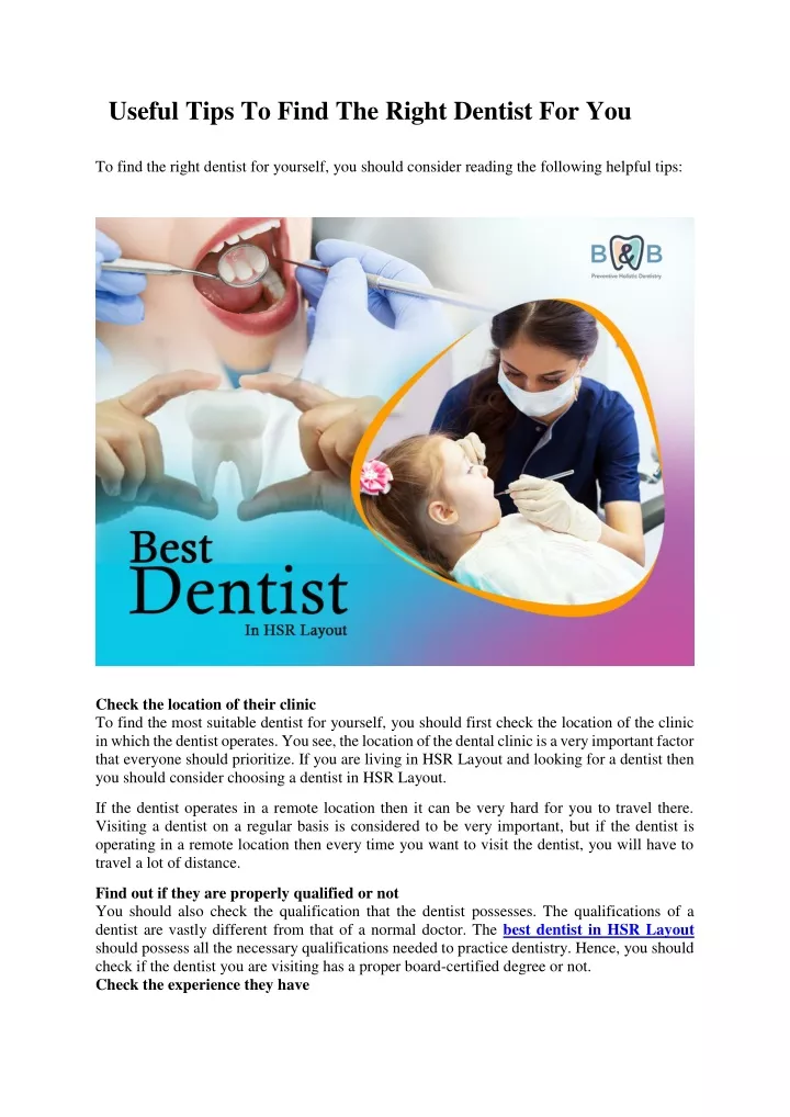 useful tips to find the right dentist for you