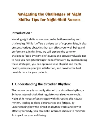 navigating the challenges of night shifts tips