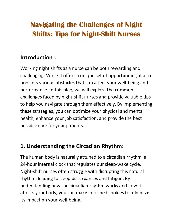 navigating the challenges of night shifts tips