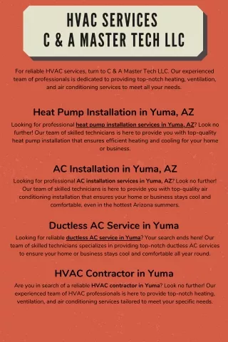 HVAC Services  C & A Master Tech LLC