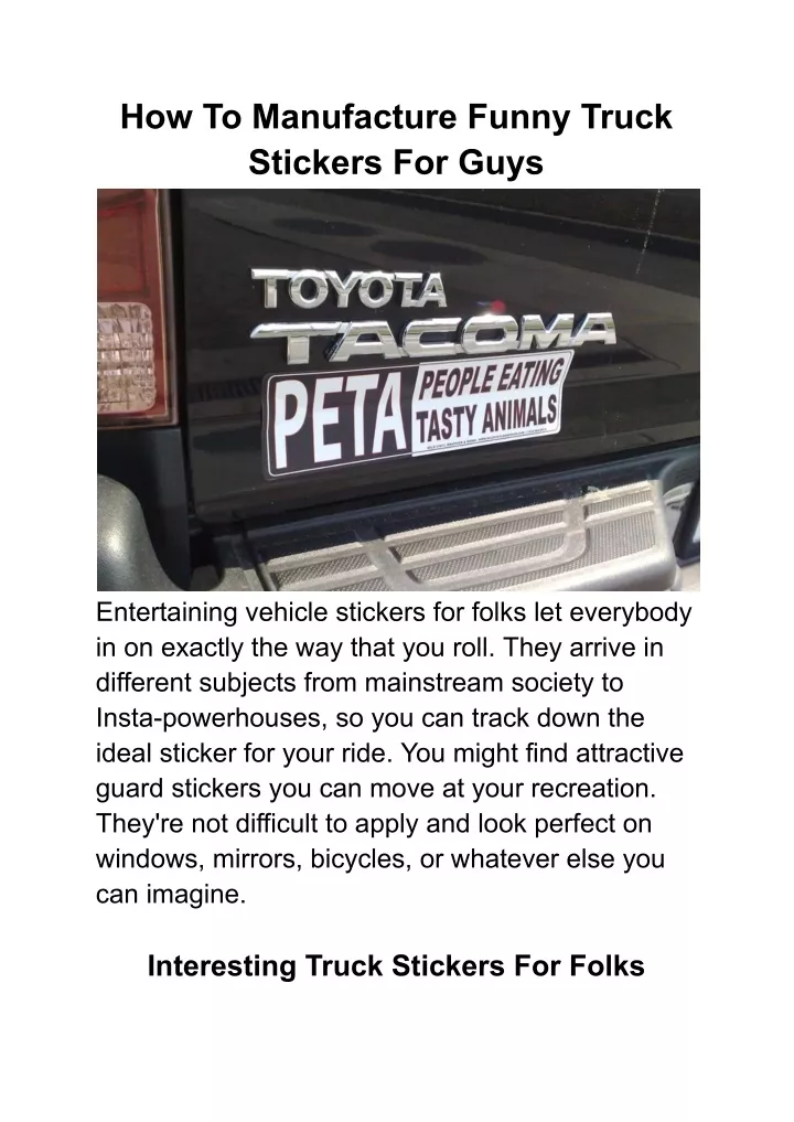 how to manufacture funny truck stickers for guys