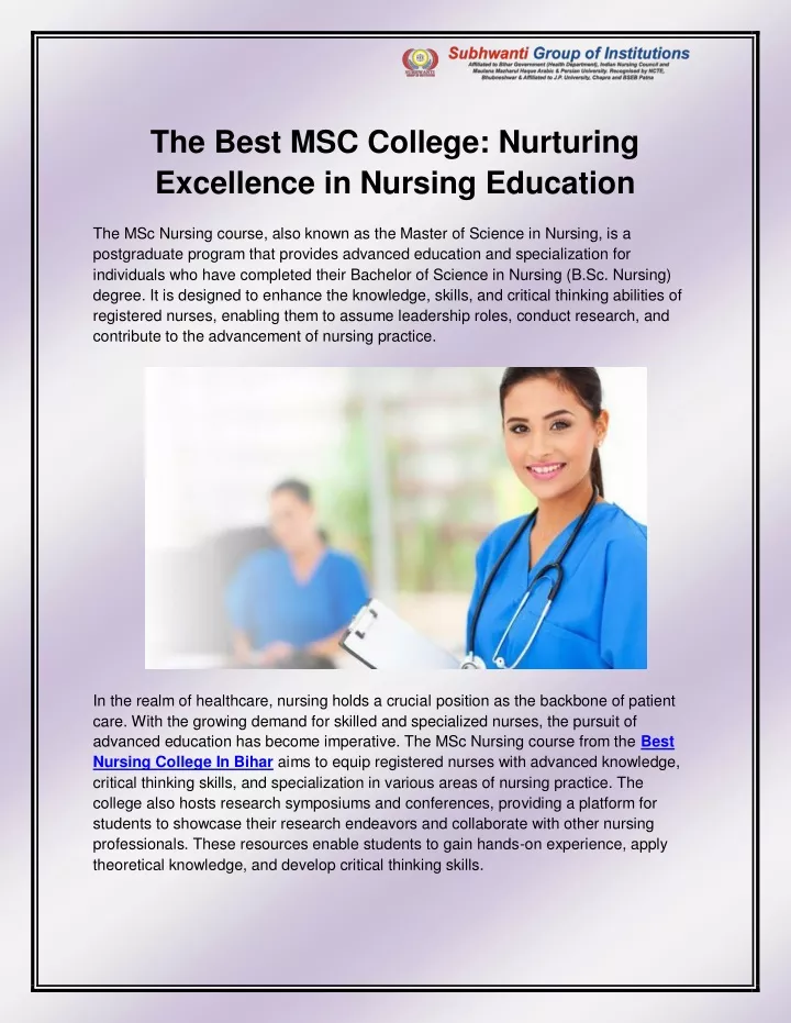 the best msc college nurturing excellence