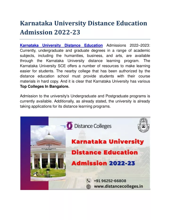 karnataka university distance education admission 2022 23