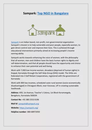 sampark top ngo in bangalore