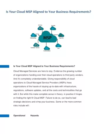 Is Your Cloud MSP Aligned to Your Business Requirements?