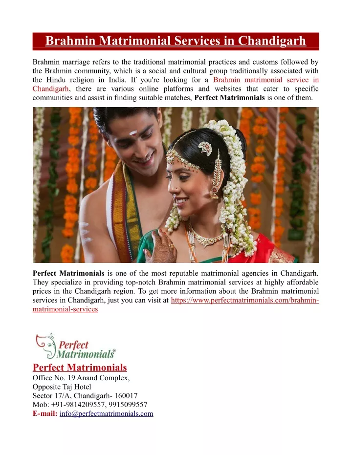 brahmin matrimonial services in chandigarh