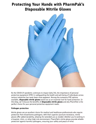 Protecting Your Hands with PharmPak's Disposable Nitrile Gloves