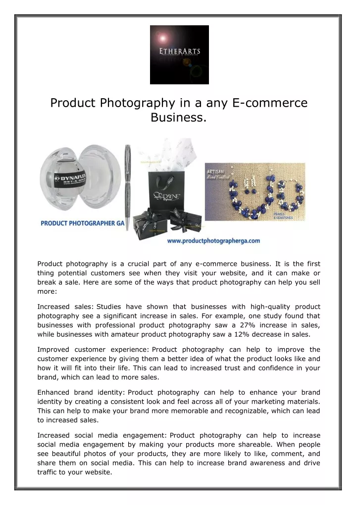 product photography in a any e commerce business