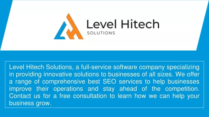 level hitech solutions a full service software