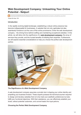 web development company unleashing your online