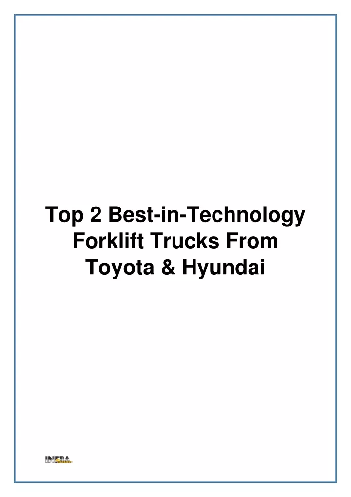 top 2 best in technology forklift trucks from
