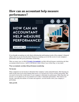 How can an accountant help measure performance (1)