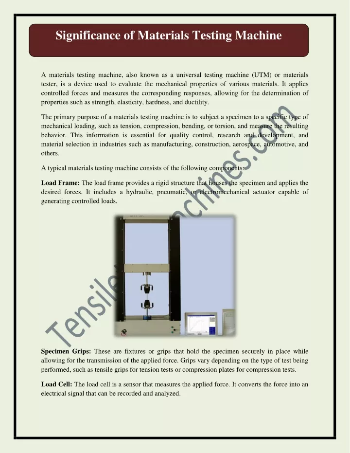 significance of materials testing machine