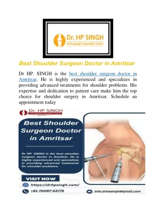 Best Shoulder Surgeon Doctor in Amritsar