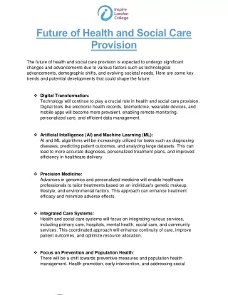 Future of Health and Social Care Provision...a