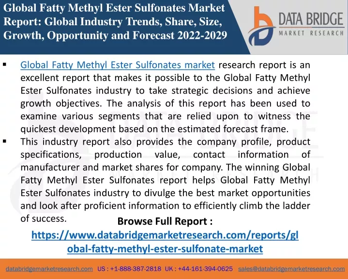 global fatty methyl ester sulfonates market