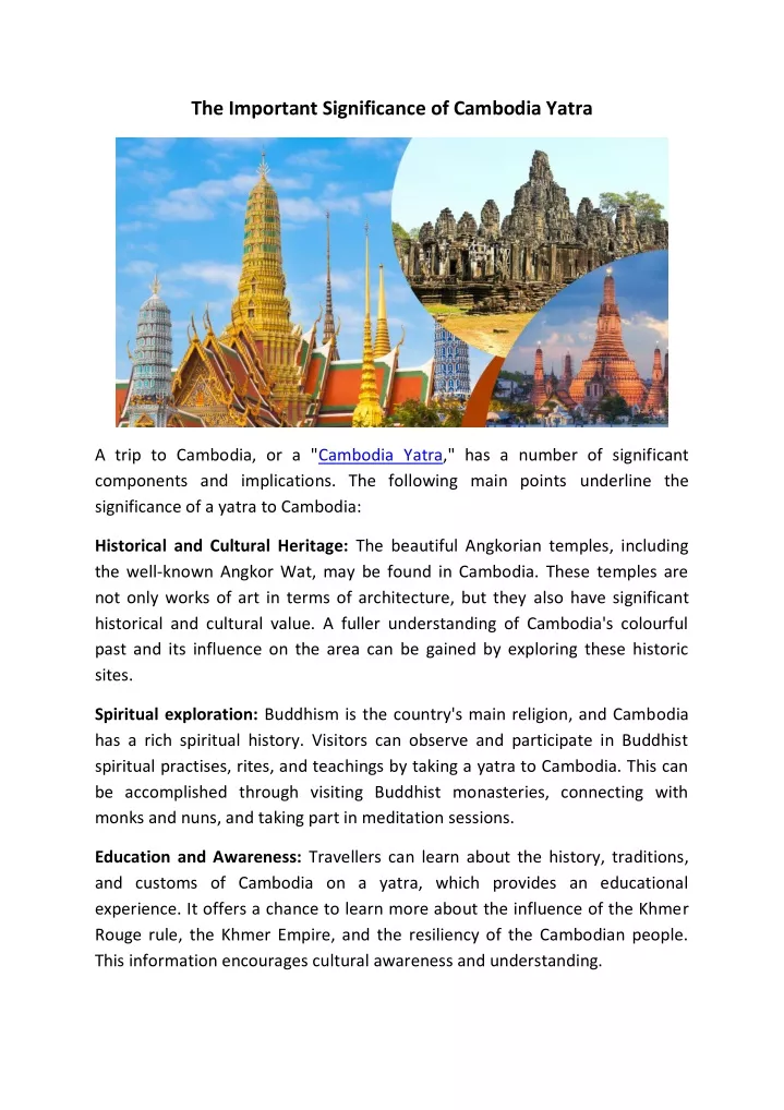 the important significance of cambodia yatra