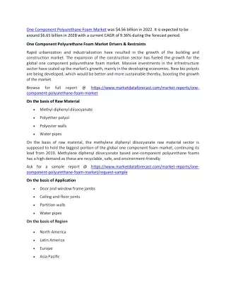 one component polyurethane foam market