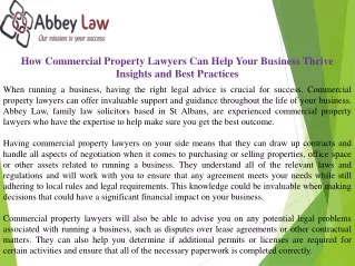 How Commercial Property Lawyers Can Help Your Business Thrive Insights and Best