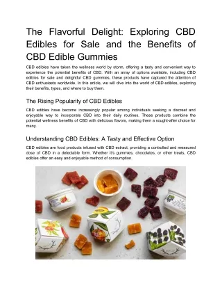 The Flavorful Delight_ Exploring CBD Edibles for Sale and the Benefits of CBD Edible Gummies