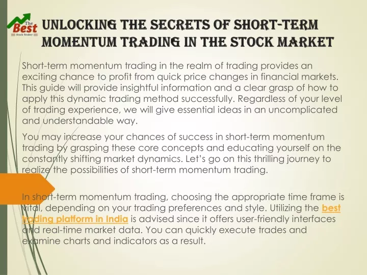 short term momentum trading in the realm
