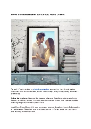 Here's Some Information about Photo Frame Dealers