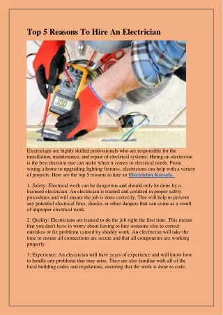 top 5 reasons to hire an electrician