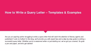 how to write a query letter templates examples