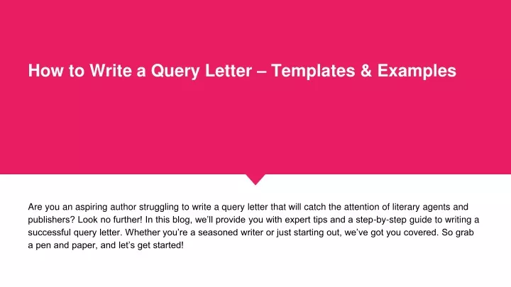 how to write a query letter templates examples
