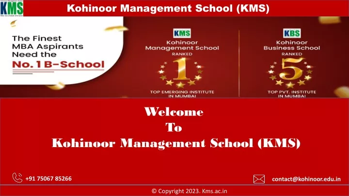 kohinoor management school kms