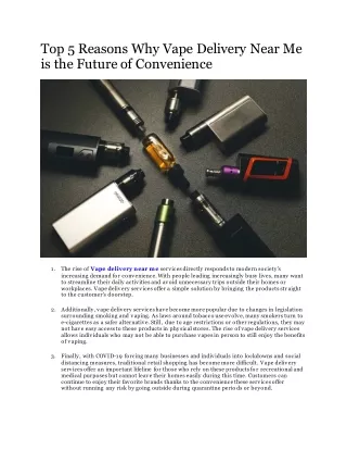 Top 5 Reasons Why Vape Delivery Near Me is the Future of Convenience