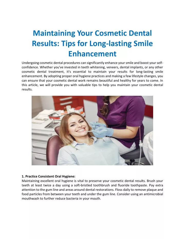 maintaining your cosmetic dental results tips