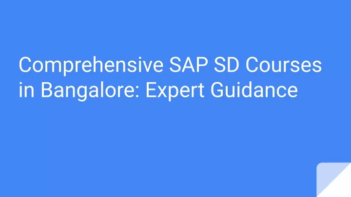 comprehensive sap sd courses in bangalore expert