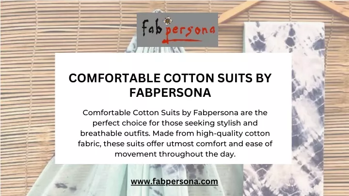 comfortable cotton suits by fabpersona