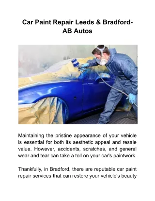 Car Paint Repair Leeds & Bradford- AB Autos