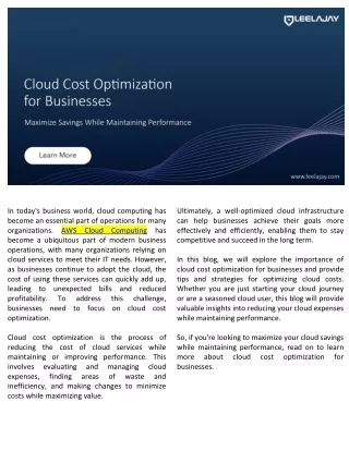 Cloud Cost Optimization for Businesses- Maximize Savings while Maintaining Performance