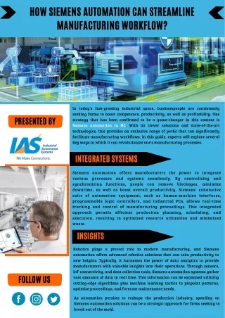 How Siemens Automation Can Streamline Manufacturing Workflow?