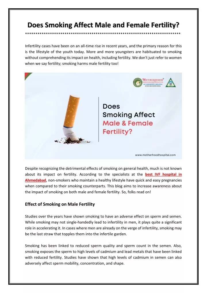 does smoking affect male and female fertility