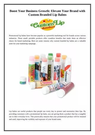 Boost Your Business Growth Elevate Your Brand with Custom Branded Lip Balms