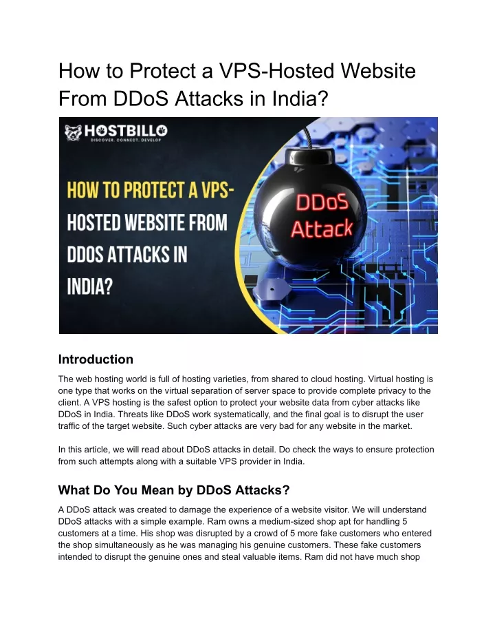 how to protect a vps hosted website from ddos