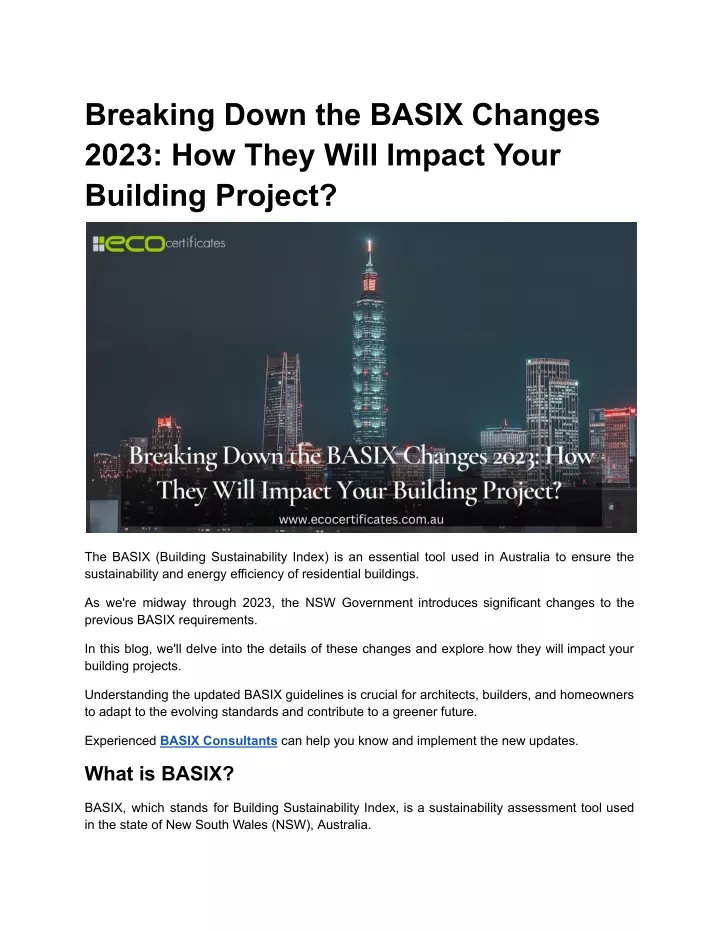 breaking down the basix changes 2023 how they