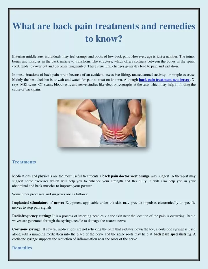 what are back pain treatments and remedies to know