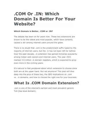 com or in which domain is better for your website