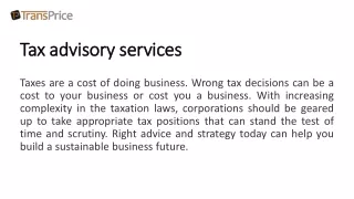 t tax advisory services ax advisory services